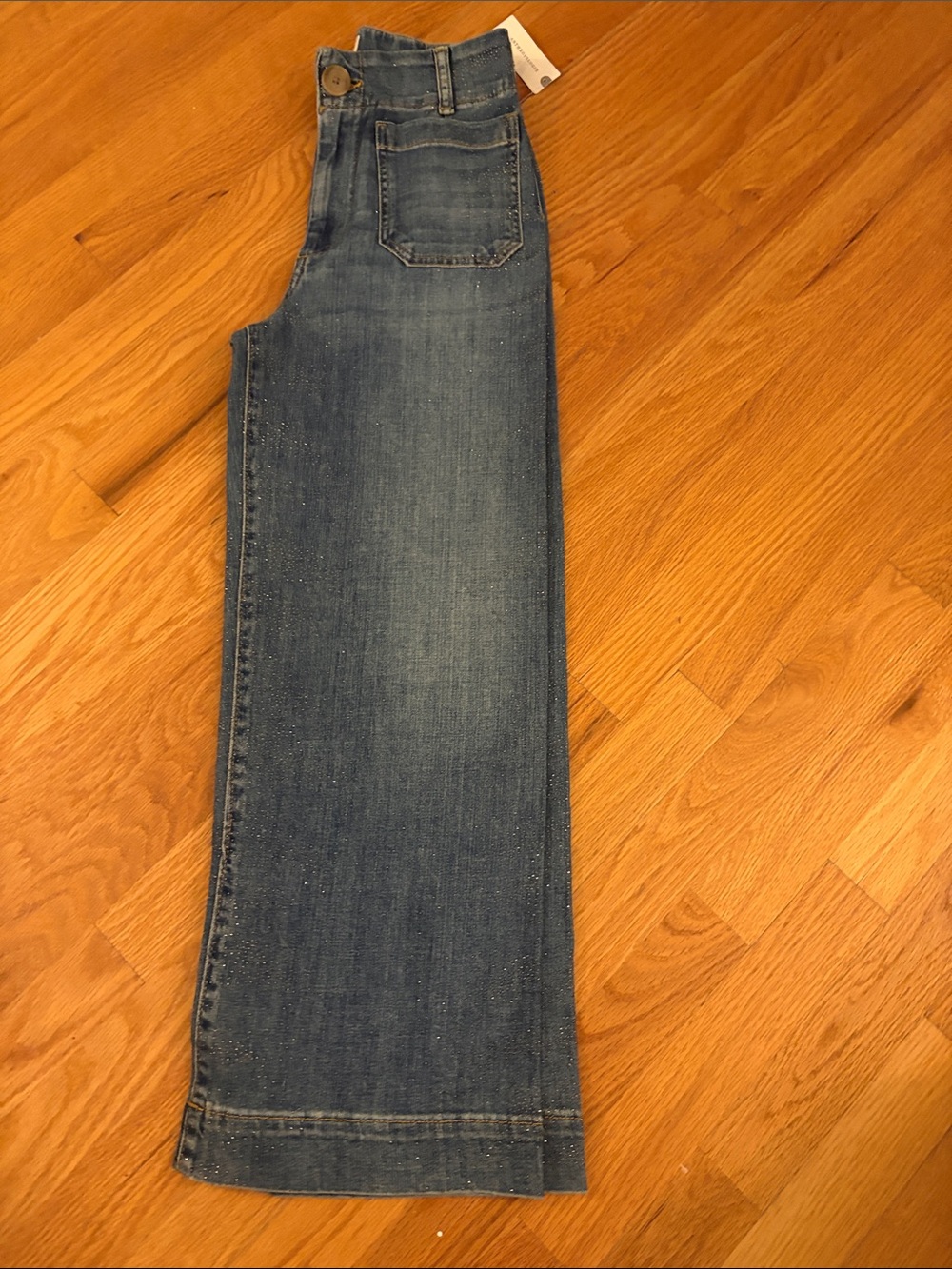 NWT Anthropologie Maeve Colette Sparkle Crop-Rise Wide Leg Jeans